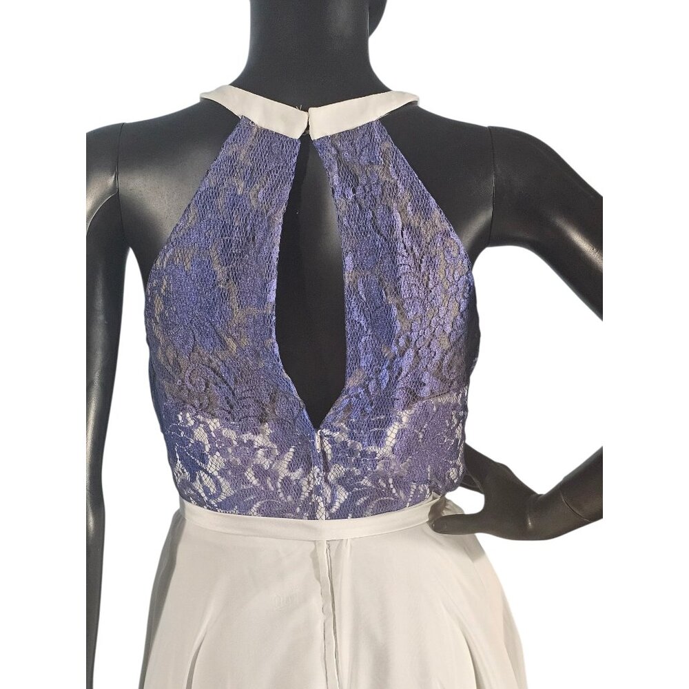 NWOT Blue Lace/White Chiffon Halter Mid-Length Dress - Da Vinci - Picture 8 of 8